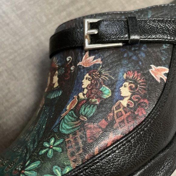 Icon shara twelve women Art Print leather heeled mule Nib 8 - Picture 3 of 9